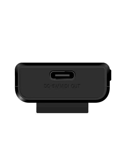 Black PocketDrum adapter with DC-5V/MIDI OUT port labeled.